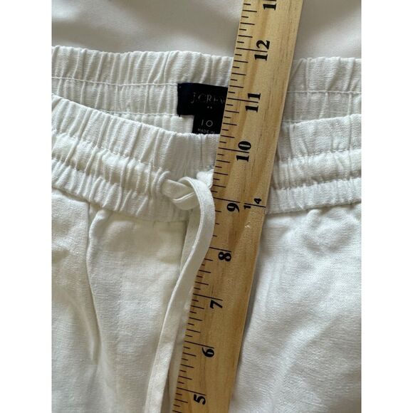 J.Crew Factory Linen Cotton Blend Minimalist Preppy Drawstring Pant White 10 - Picture 7 of 10
